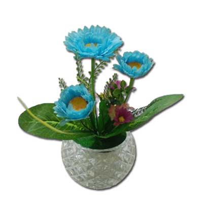 "Artificial Flower with Crystal Vase (Blue ) - code FV05 - Click here to View more details about this Product